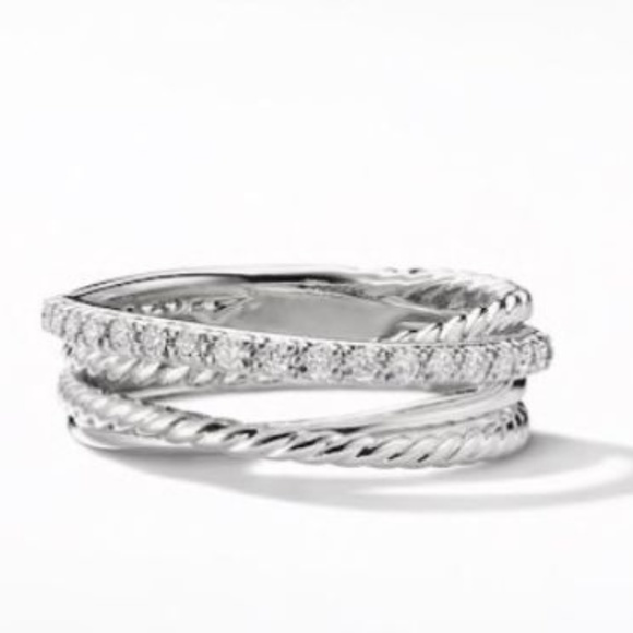 David Yurman Jewelry - David Yurman Diamond Crossover Ring Silver